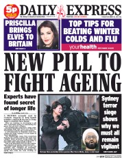Daily Express Newspaper Front Page (UK) for 16 December 2014