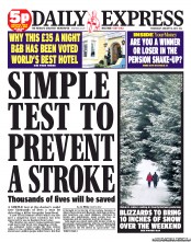 Daily Express (UK) Newspaper Front Page for 16 January 2013
