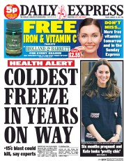 Daily Express (UK) Newspaper Front Page for 16 January 2015