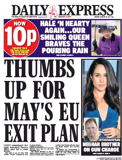 Daily Express Newspaper Front Page (UK) for 16 January 2017