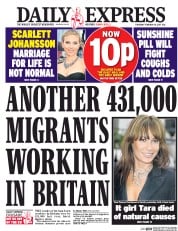 Daily Express (UK) Newspaper Front Page for 16 February 2017