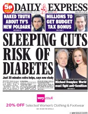 Daily Express (UK) Newspaper Front Page for 16 March 2015