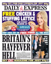 Daily Express (UK) Newspaper Front Page for 16 May 2011
