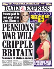 Daily Express (UK) Newspaper Front Page for 16 June 2011