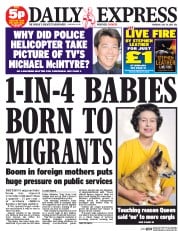 Daily Express (UK) Newspaper Front Page for 16 July 2015