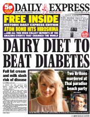 Daily Express (UK) Newspaper Front Page for 16 September 2014