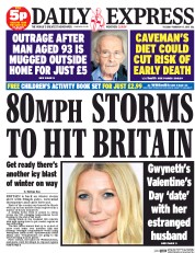 Daily Express (UK) Newspaper Front Page for 17 February 2015