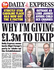 Daily Express (UK) Newspaper Front Page for 17 April 2015