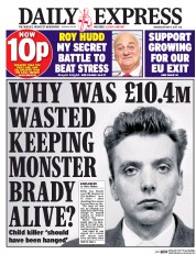 Daily Express (UK) Newspaper Front Page for 17 May 2017