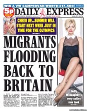 Daily Express Newspaper Front Page (UK) for 17 July 2012