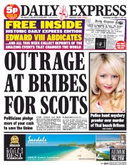 Daily Express Newspaper Front Page (UK) for 17 September 2014