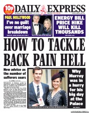 Daily Express Newspaper Front Page (UK) for 18 October 2013