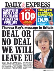 Daily Express (UK) Newspaper Front Page for 18 January 2017