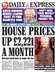 Daily Express Newspaper Front Page (UK) for 18 February 2015