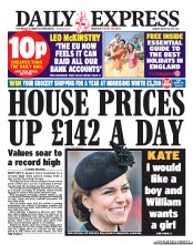 Daily Express Newspaper Front Page (UK) for 18 March 2013
