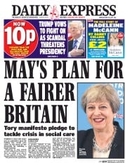 Daily Express (UK) Newspaper Front Page for 18 May 2017