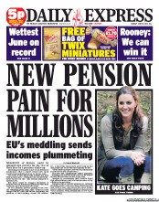 Daily Express (UK) Newspaper Front Page for 18 June 2012