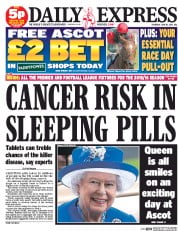 Daily Express (UK) Newspaper Front Page for 18 June 2015