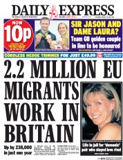 Daily Express (UK) Newspaper Front Page for 18 August 2016
