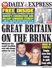 Daily Express Newspaper Front Page (UK) for 18 September 2014