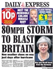 Daily Express (UK) Newspaper Front Page for 19 October 2017