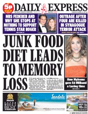 Daily Express (UK) Newspaper Front Page for 19 November 2014