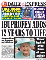 Daily Express Newspaper Front Page (UK) for 19 December 2014