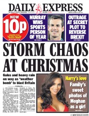 Daily Express (UK) Newspaper Front Page for 19 December 2016