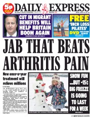 Daily Express Newspaper Front Page (UK) for 19 January 2015