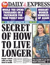 Daily Express Newspaper Front Page (UK) for 19 February 2015