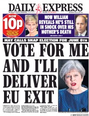 Daily Express (UK) Newspaper Front Page for 19 April 2017