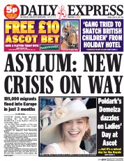Daily Express Newspaper Front Page (UK) for 19 June 2015