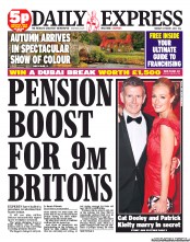 Daily Express (UK) Newspaper Front Page for 1 October 2012