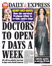 Daily Express Newspaper Front Page (UK) for 1 October 2013