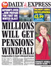 Daily Express (UK) Newspaper Front Page for 1 December 2014