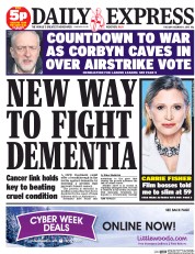 Daily Express (UK) Newspaper Front Page for 1 December 2015