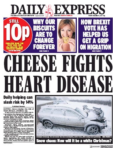Daily Express Newspaper Front Page (UK) for 1 December 2017