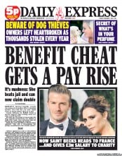 Daily Express Newspaper Front Page (UK) for 1 February 2013