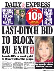 Daily Express (UK) Newspaper Front Page for 1 February 2017