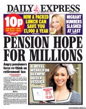 Daily Express (UK) Newspaper Front Page for 1 March 2013