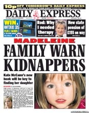 Daily Express (UK) Newspaper Front Page for 1 April 2011