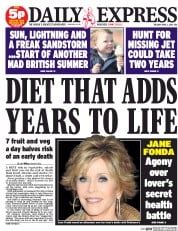 Daily Express (UK) Newspaper Front Page for 1 April 2014