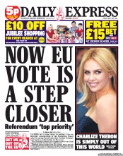 Daily Express Newspaper Front Page (UK) for 1 June 2012