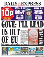 Daily Express (UK) Newspaper Front Page for 1 July 2016