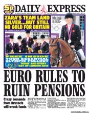 Daily Express (UK) Newspaper Front Page for 1 August 2012