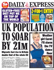 Daily Express (UK) Newspaper Front Page for 1 September 2015