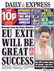 Daily Express (UK) Newspaper Front Page for 1 September 2016