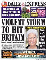 Daily Express Newspaper Front Page (UK) for 20 October 2014