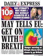 Daily Express (UK) Newspaper Front Page for 20 October 2017