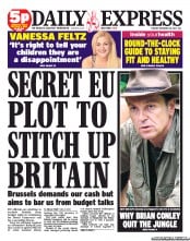 Daily Express Newspaper Front Page (UK) for 20 November 2012